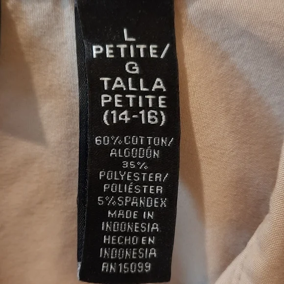 Apostrophe 3/4 Sleeve Tan Colored Button Down Shirt size Petite Large - Picture 6 of 7